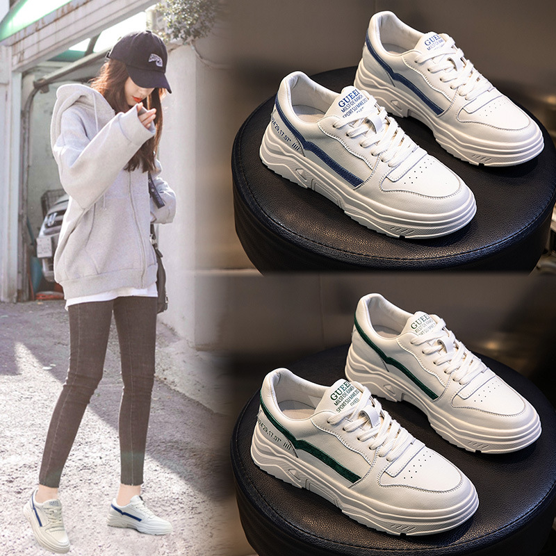 leisure time Single shoes Spring new pattern 2020 new pattern Korean Edition Versatile Flat bottom White shoes Flat bottom genuine leather Women's Shoes