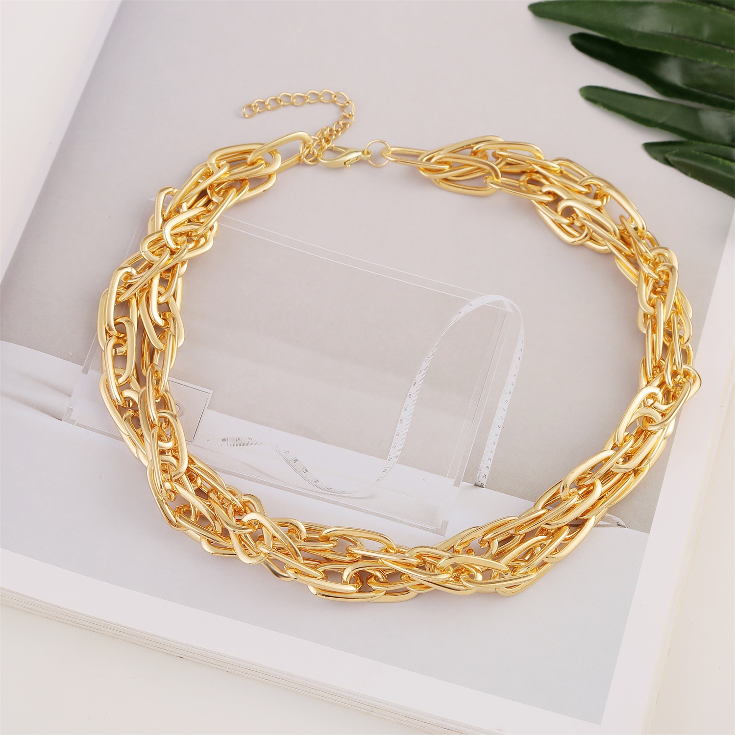 New Fashion Retro Punk Metal Exaggerated Geometric Necklace Simple Multilayer Necklace Wholesale display picture 3