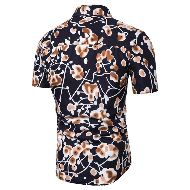 Men’s summer short sleeve floral slim shirt