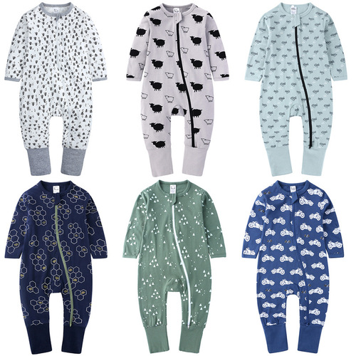 Four seasons baby one-piece clothes, new long-sleeved home crawling clothes, hand and foot coverings, wholesale baby air-conditioning clothes