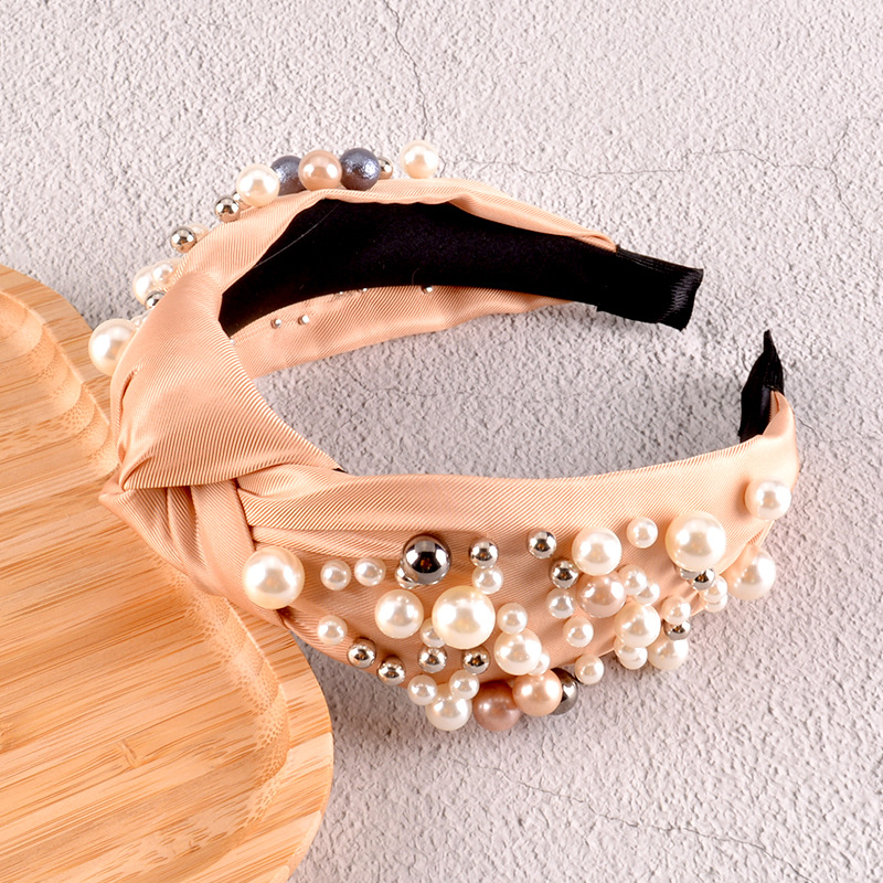 Fashion Pearl Knotted Solid Color Headband display picture 9