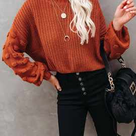 2021外贸女式毛衣欧美大码亚马逊套头网红短款毛衣针织衫小衫女