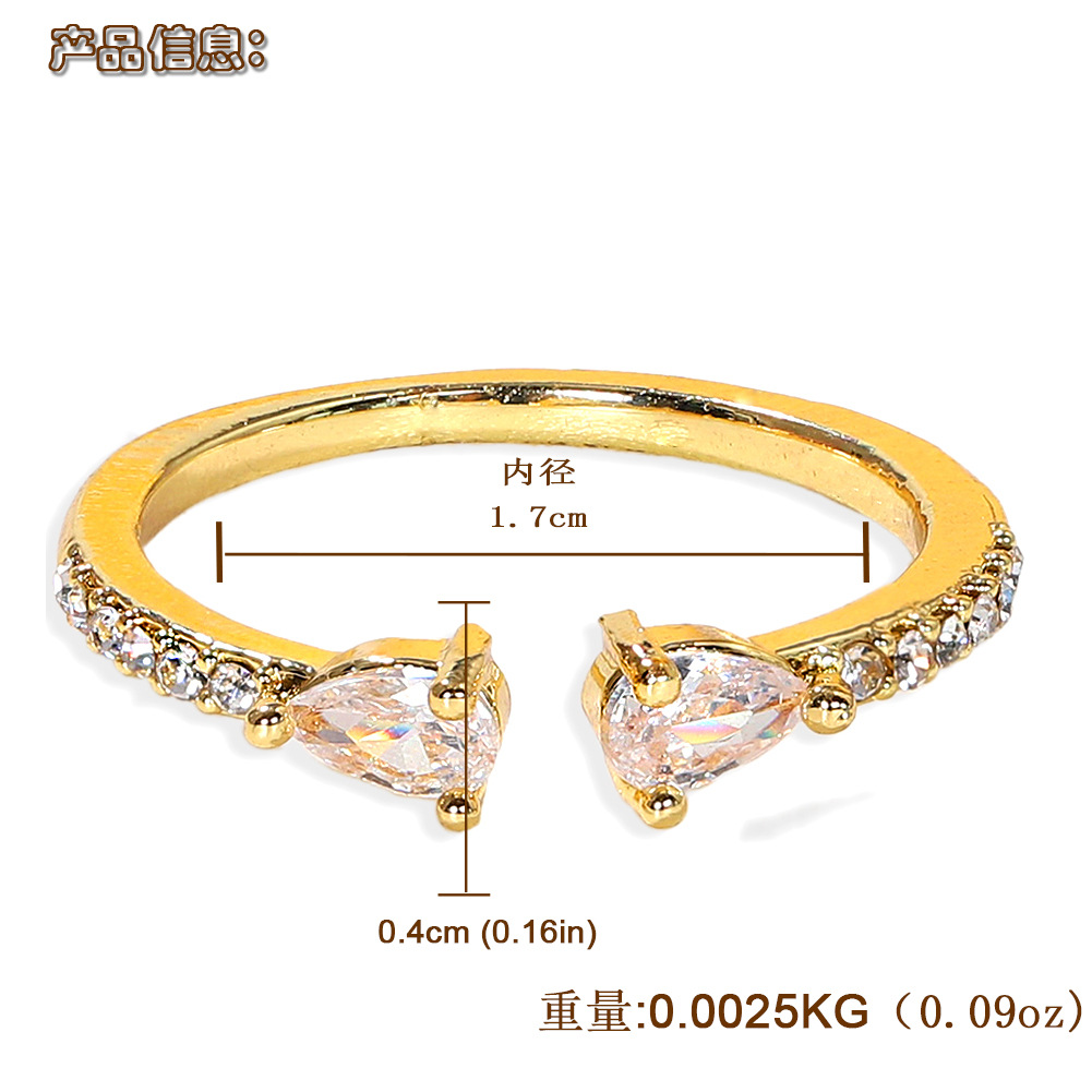 Geometric Silver Transparent Rhinestone Inlaid Series Open Copper Inlaid Zirconium Ring Wholesale Nihaojewerly display picture 9