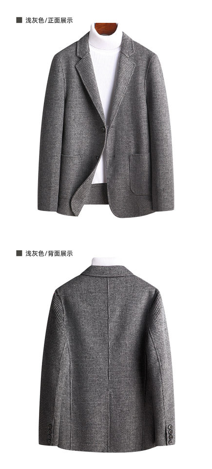 Áo vest nam dạ lông cừu hai mặt may thủ công họa tiết ca rô, dáng ôm, tay dài — Màu cà phê, Vàng sáng, Xám nhạt, Đen Xám chi tiết 15
