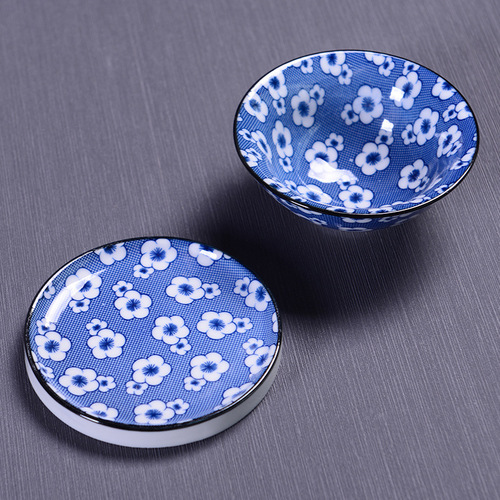Ceramic tea set coaster Kung Fu tea heat insulation anti-scalding handmade large retro underglaze blue and white porcelain saucer tea ceremony accessories