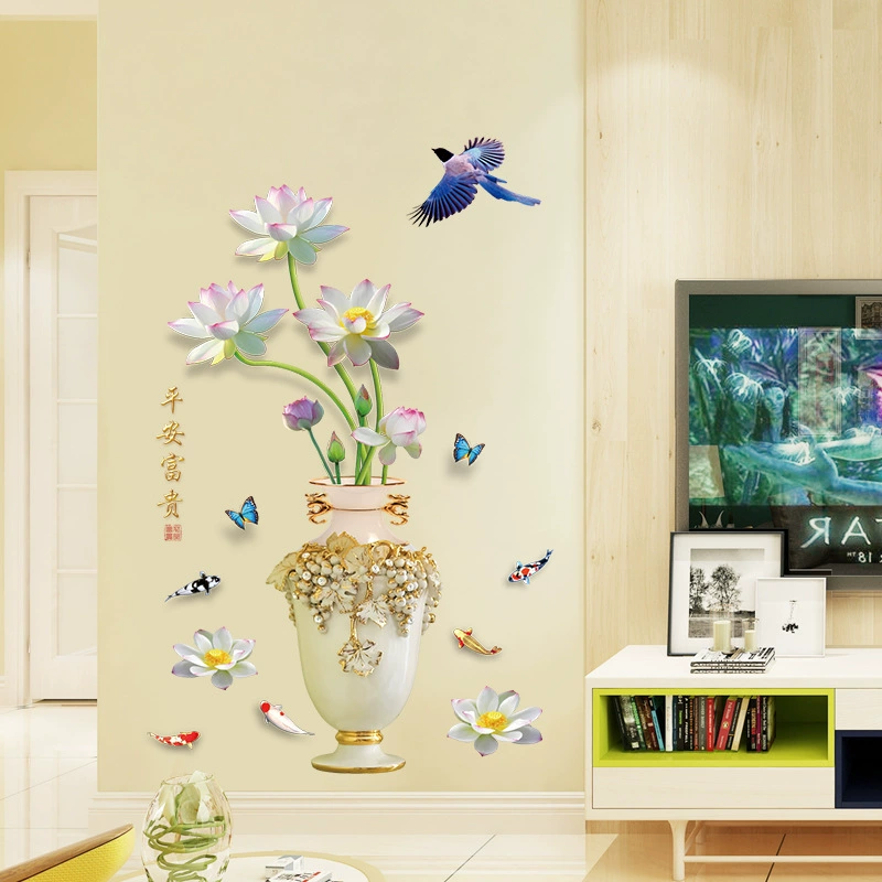 Ваза 3D трехмерная Прихожая самоклеящиеся настенные наклейки Спальня Гостиная Кабинет украшения стены наклейки SK9373