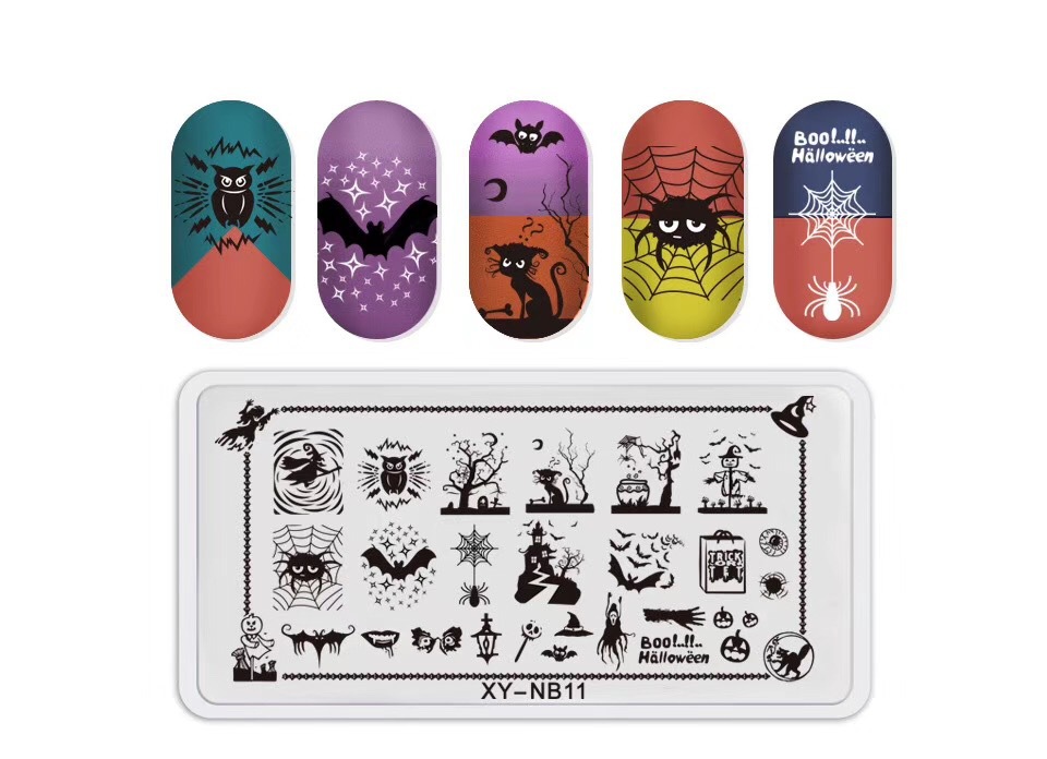 Nueva plantilla de impresión de uñas DIY película Azul de impresión de uñas esmalte de uñas placa de acero pintada XY-NB16