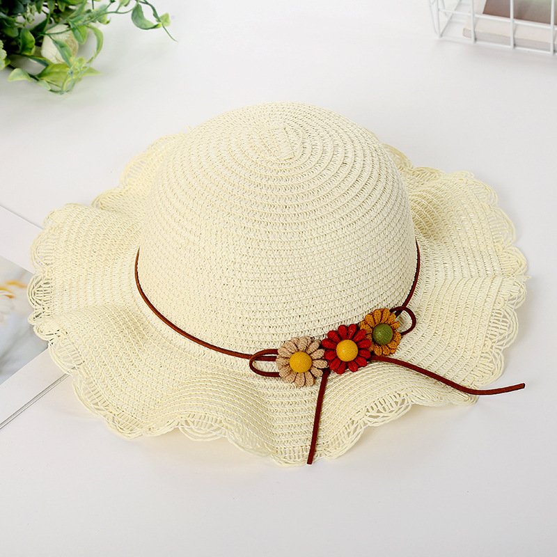 Girl's Cartoon Style Cute Flower Straw Hat display picture 1