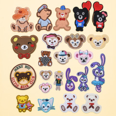 Direct Manufacturer Sales Animal Cartoon Anime Rabbit Donald Bear Embroidery Fabric Patch Can Be Ironed DIY Children's Clothing Accessory