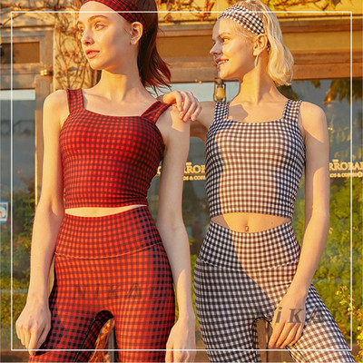 瑜伽服2020夏季英伦风裸感健身套装无尴尬线裤子运动防震跑步文胸