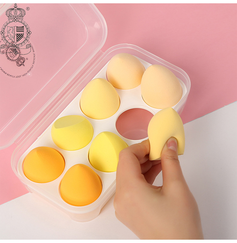 618大促鸡蛋盒美妆蛋套装8个装带化妆蛋收纳盒水滴果冻粉扑现货详情28
