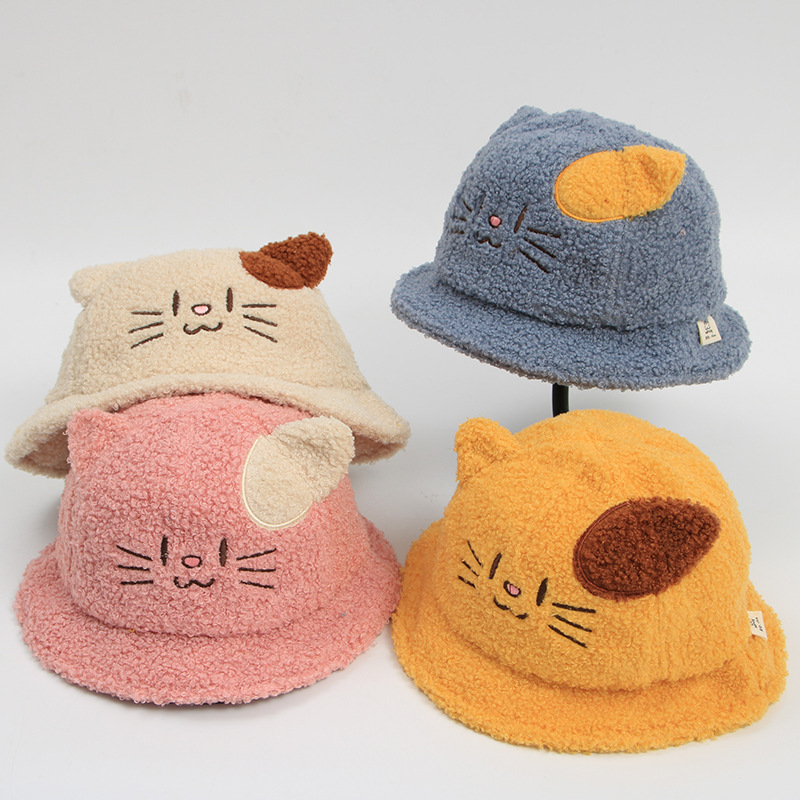秋冬季男女童卡通羊羔绒女童防风盆帽婴幼儿保暖渔夫帽超萌可爱|ms