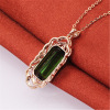 Pendant, rectangular tourmaline zirconium