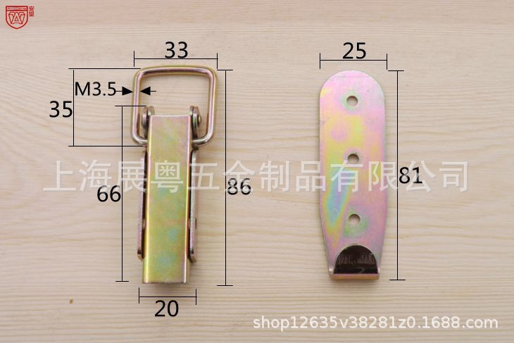 No. 1 caja de madera de color largo gancho recto caja de embalaje libre de humo caja de bloqueo de ángulo recto hebilla de bloqueo hebilla de puerta