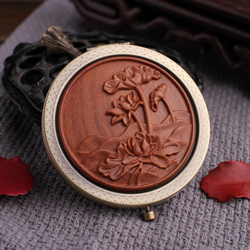 Sandalwood mirror green sandalwood portable wooden mirror mahogany square mirror antique folding rosewood mirror ZDJ