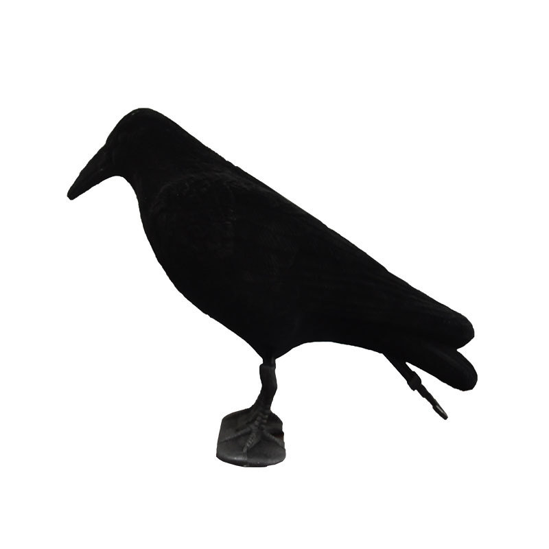 打猎诱饵站立植绒黑乌鸦园林装饰品万圣节室内摆件驱鸟器