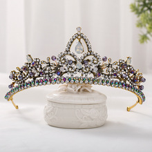 歐美跨境熱銷新娘頭飾巴洛克皇冠水晶女士皇冠婚紗頭飾 婚禮tiara