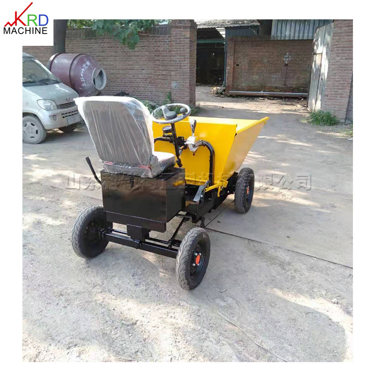座驾式四轮翻斗车 电动工地砂浆涂料垃圾运输车 前翻式灰斗车现货