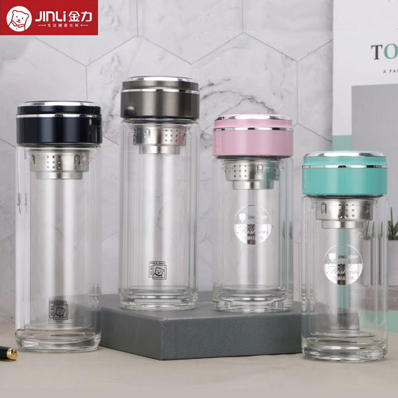 金力高硼硅双层水晶玻璃杯创意时尚男女式办公泡茶水杯车载杯905|ms