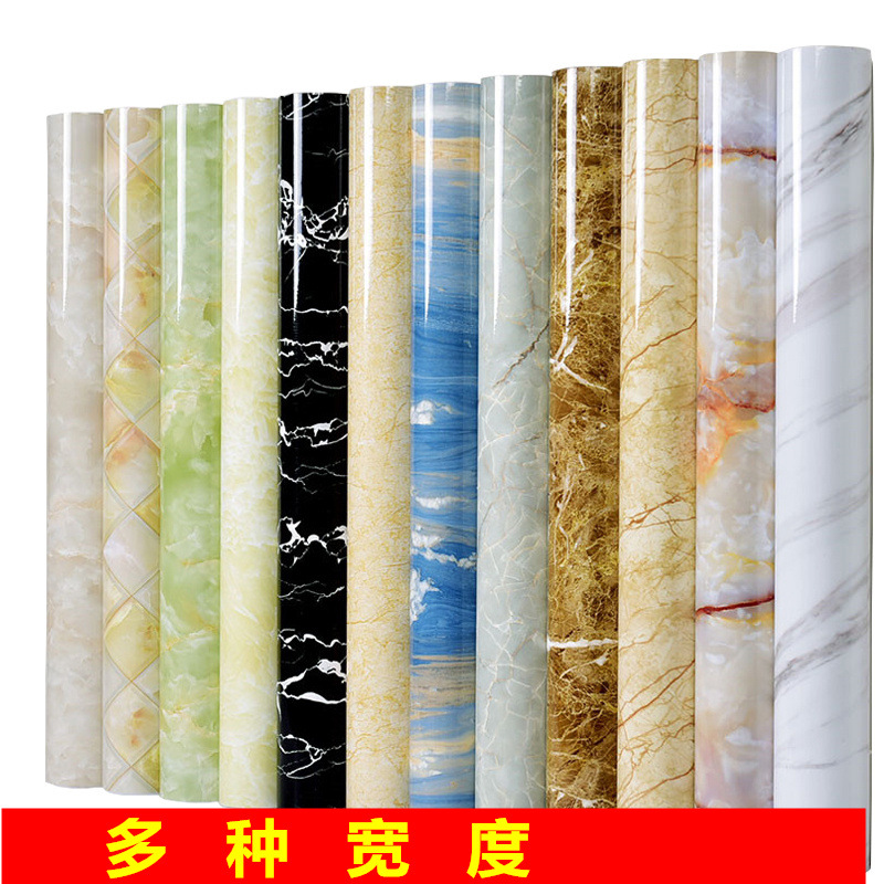 thickening waterproof Marble Sticker pvc kitchen mesa Cabinet Post Bathroom tiles metope wallpaper