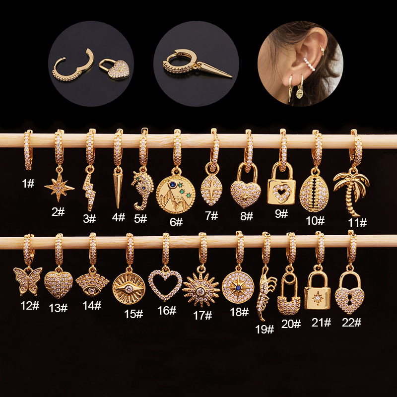 1 Pièce Dame Géométrique Le Cuivre Zircon Incrusté Des Boucles D'oreilles display picture 1