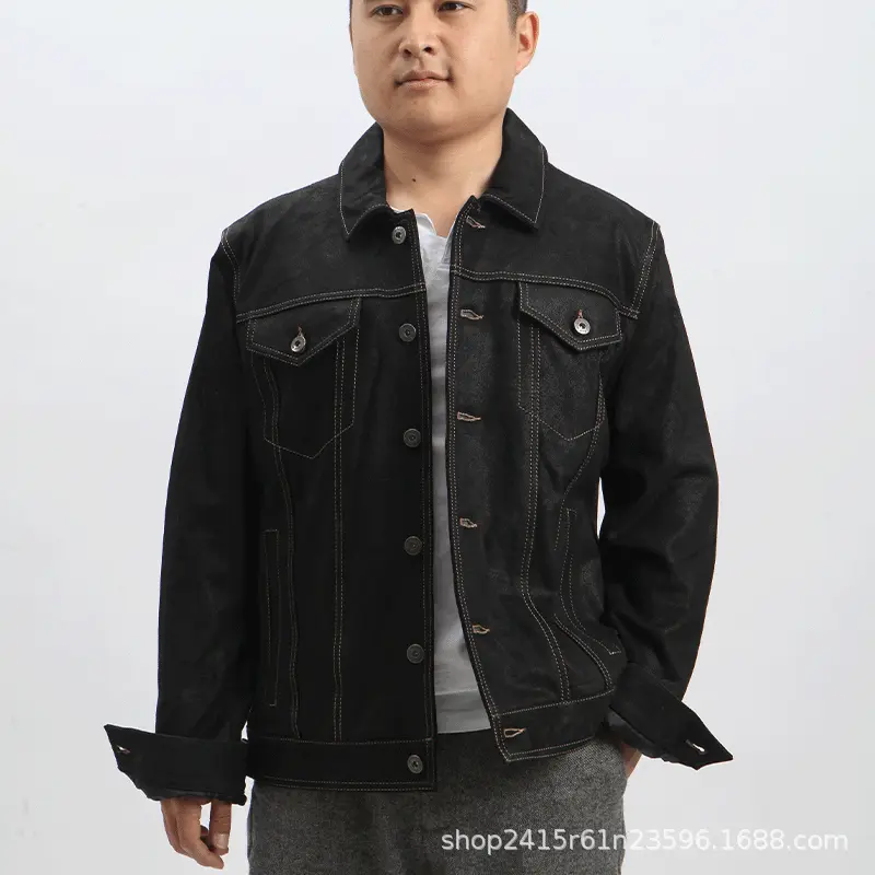 皮衣男款2025春秋新款男式翻领商务休闲羊皮皮衣男士夹克厂家批发