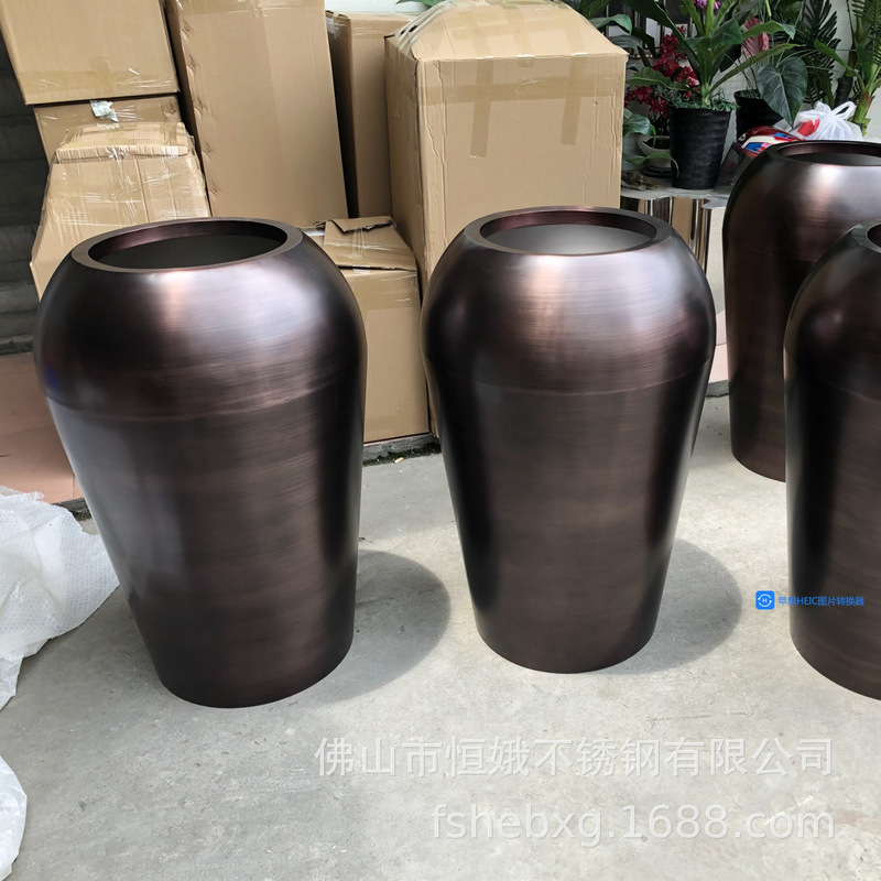 Supply stainless steel flower VAT stainless steel flower bucket stainless steel flower bowl bullet stainless steel bronze flower pot