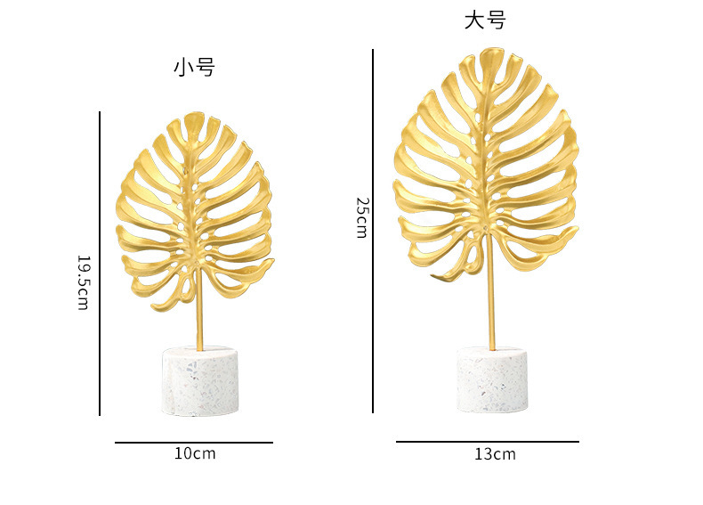 Nordic Creative Metal Ornaments Gold Wrought Iron Marble Bottom Monstera Decoration Home Crafts Decoration Ornaments display picture 4