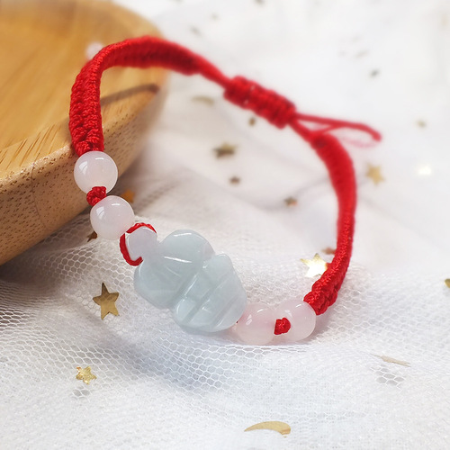 Jadeite jade red rope bracelet zodiac animal year Panguishu lucky money attracting treasure stall hand-woven accessory decoration