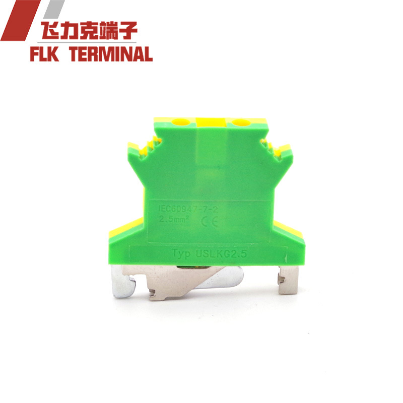 阻燃端子 UK-2.5JD接地端子 USLKG-2.5黄绿端子组合式通用端子