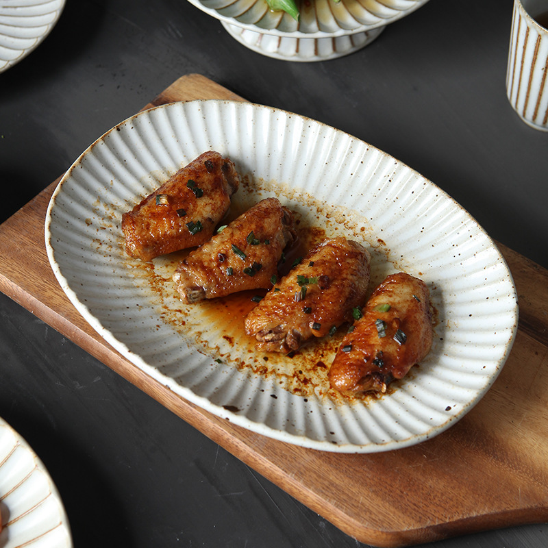 Yilong Xuan Japanese style handmade stoneware flavor dish small dish cold dish braised food dish retro special-shaped plate household