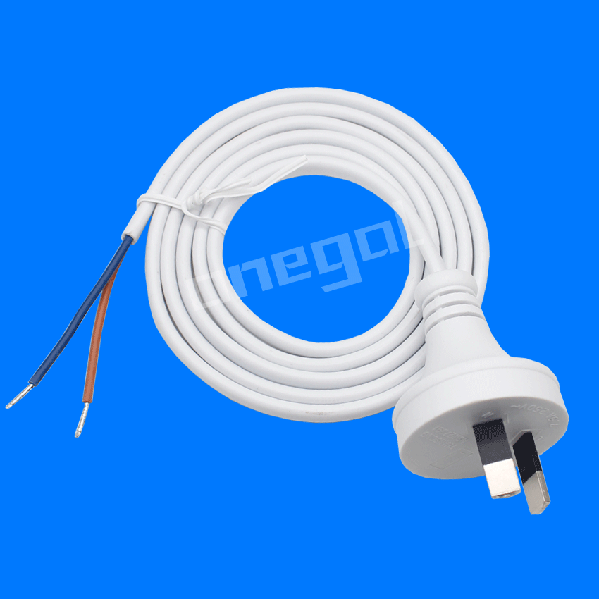 SAA认证澳规插头电源线 7.5A250v 澳标两芯 澳式两插单头电源线