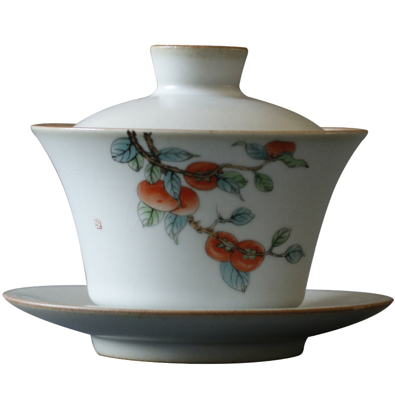 Azul y blanco Luna Blanco horno Ru pieza abierta Cuenco taza de té Japonés Ru porcelana sancai tazón de té de cerámica hogar Kung Fu juego de té burbuja
