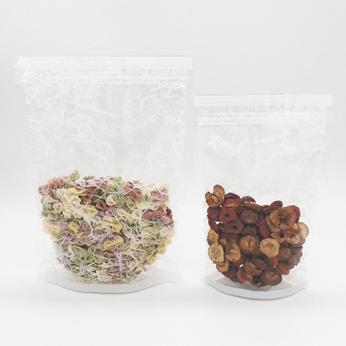 Factory direct sales white pattern transparent self-sealing self-standing bag grain packaging bag scented tea baking sealing bag