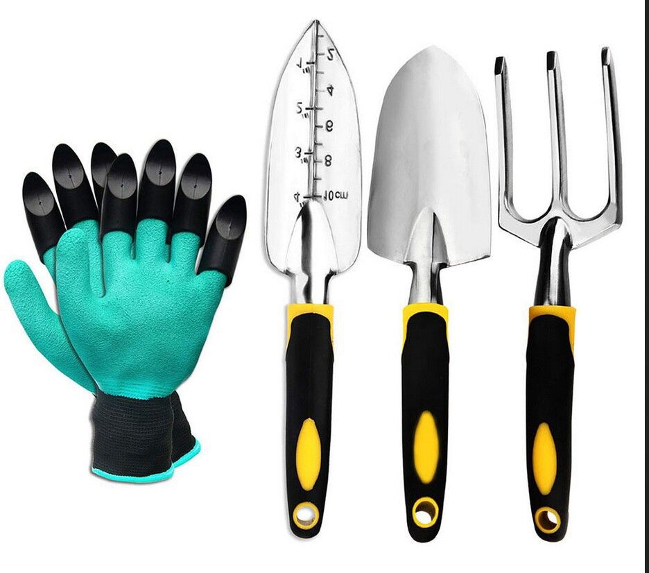 农用工具套装三件套铝合金制花园工具套装硅胶双色手柄一件代发