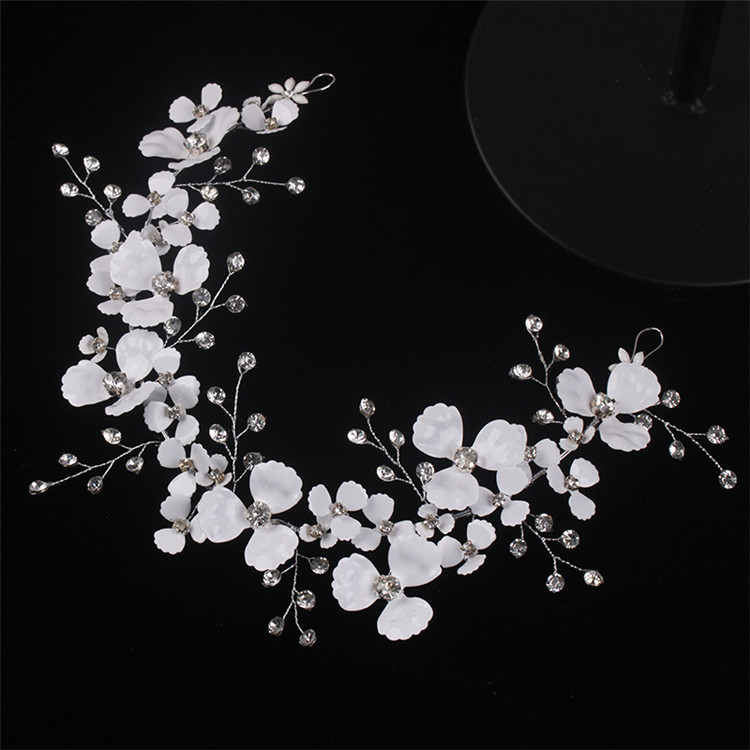 外贸新娘头饰精美三叶花水钻皇冠花环婚纱造型发饰摄影配饰品7205|ru