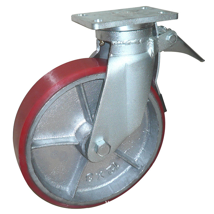 Cast Iron Hub PU Swivel Brake