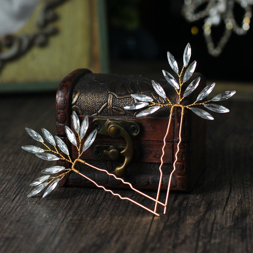 HP027 new bridal headwear, exquisite rhinestone hair fork, Korean sweet and simple bridal hair accessories, photo studio photo