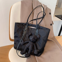 包包女托特包2020新款歐美時尚單肩包洋氣菱格購物袋質感手提大包