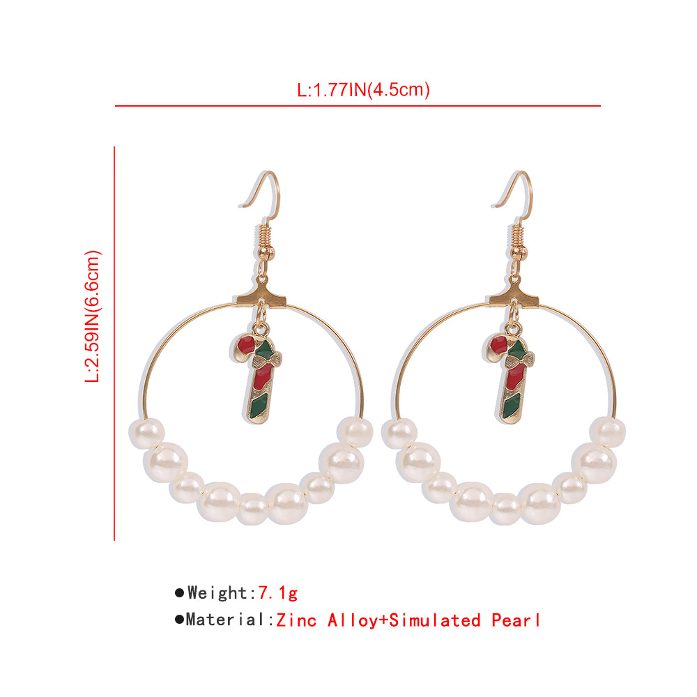 Exaggerated Large Circle Size Pearl Pearl Christmas Tree Elk Earrings For Women Hot Sale display picture 2