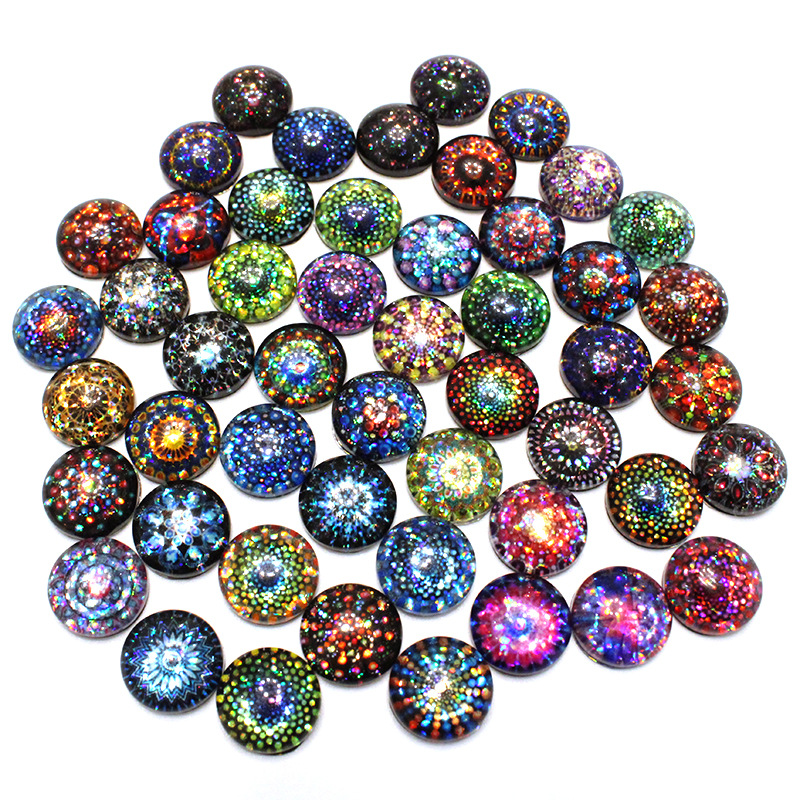 時間宝石光沢のあるガラスパッチリングフェイスイヤリングキーホルダー diy ジュエリーアクセサリー