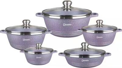 DessiniGRANITE 10PCS10 Set of parts Cookware Aluminum Cookware Kit die-casting non-stick cookware