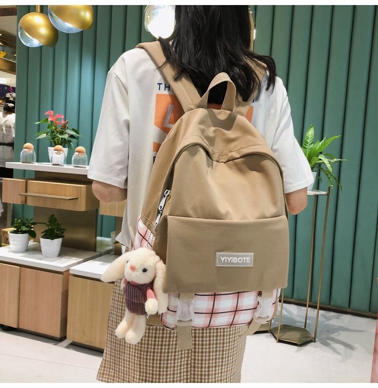 Schoolbag Korean Fashion Harajuku Cute Girl Student Small Fresh Contrast Color Plaid Backpack  Wholesale Nihaojewelry display picture 11