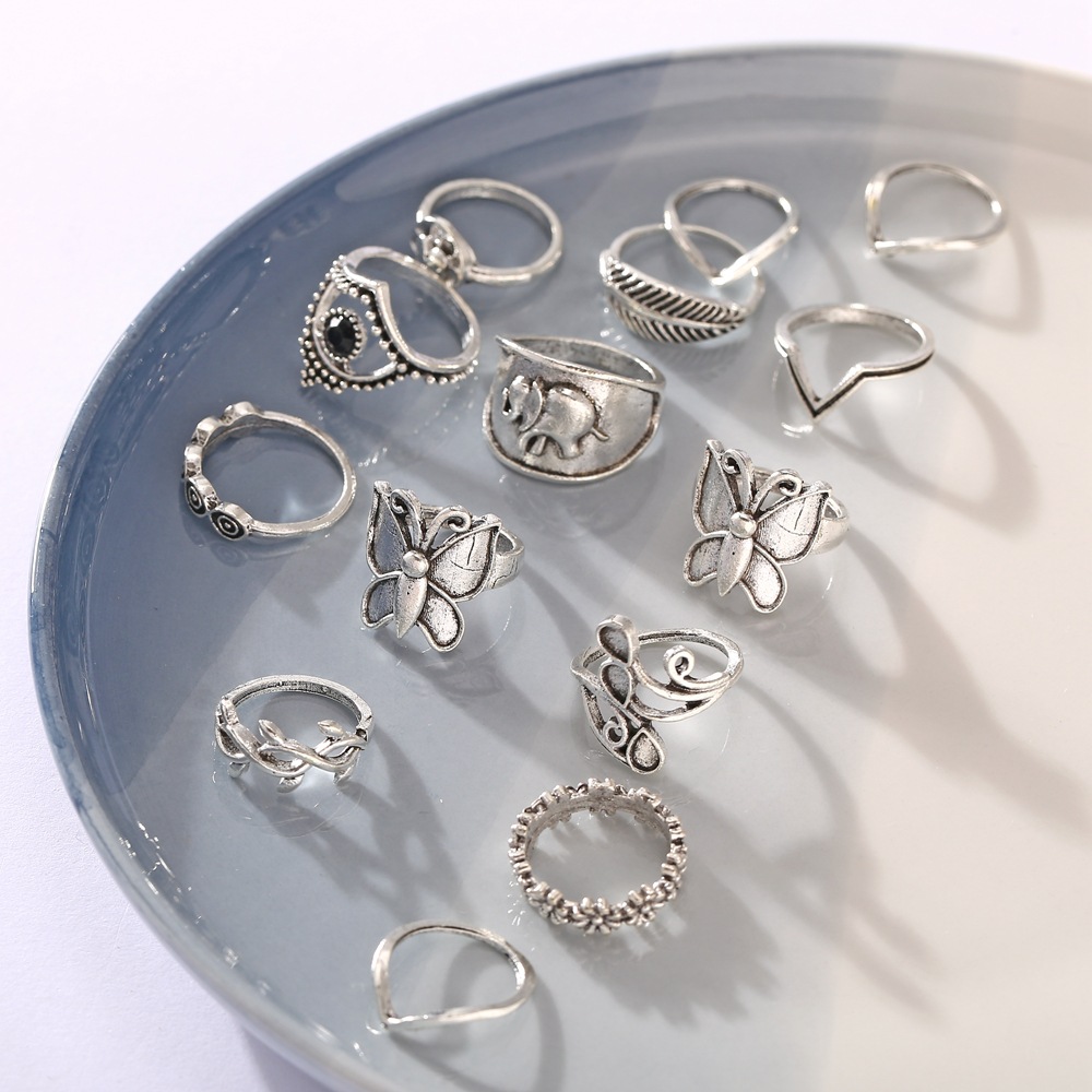 New Butterfly Ring Set Combination Ring 12-piece Set Wholesale display picture 6