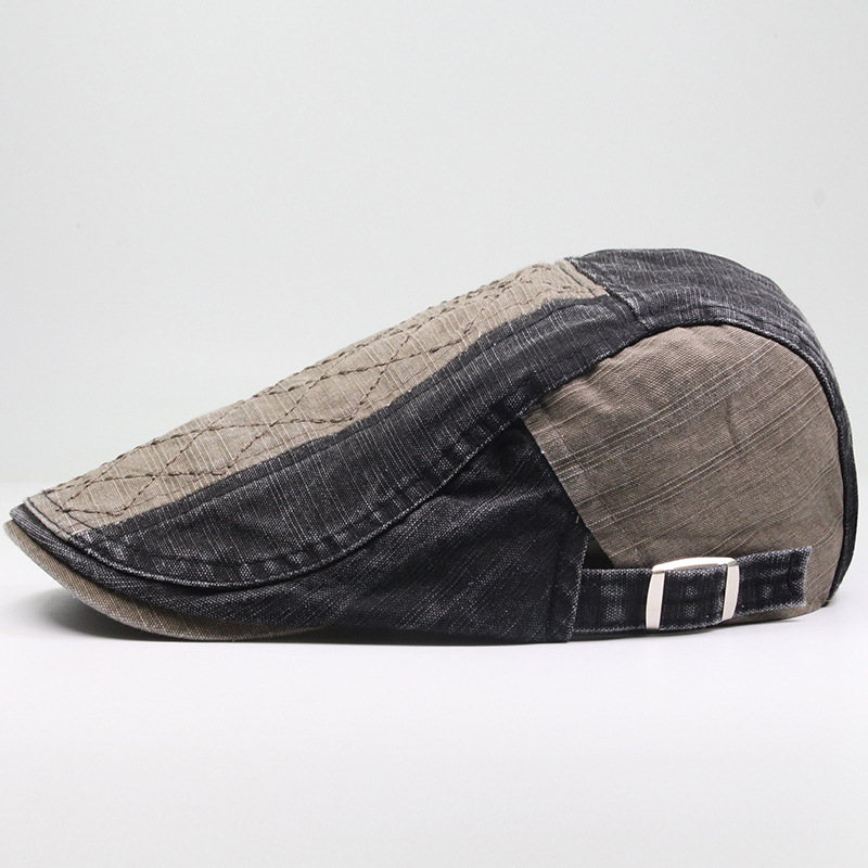 Gespleißter Entenschnabelhut aus reiner Baumwolle, schattenspendende Sonnenschutz-Baskenmütze, modischer und lässiger Herrenhut_voghion.com