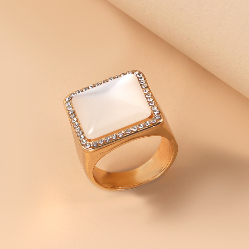 Hot Sale New Fashion Personality Alloy  Simple Retro Diamond Square Gem Ring Wholesale Nihaojewelry display picture 5