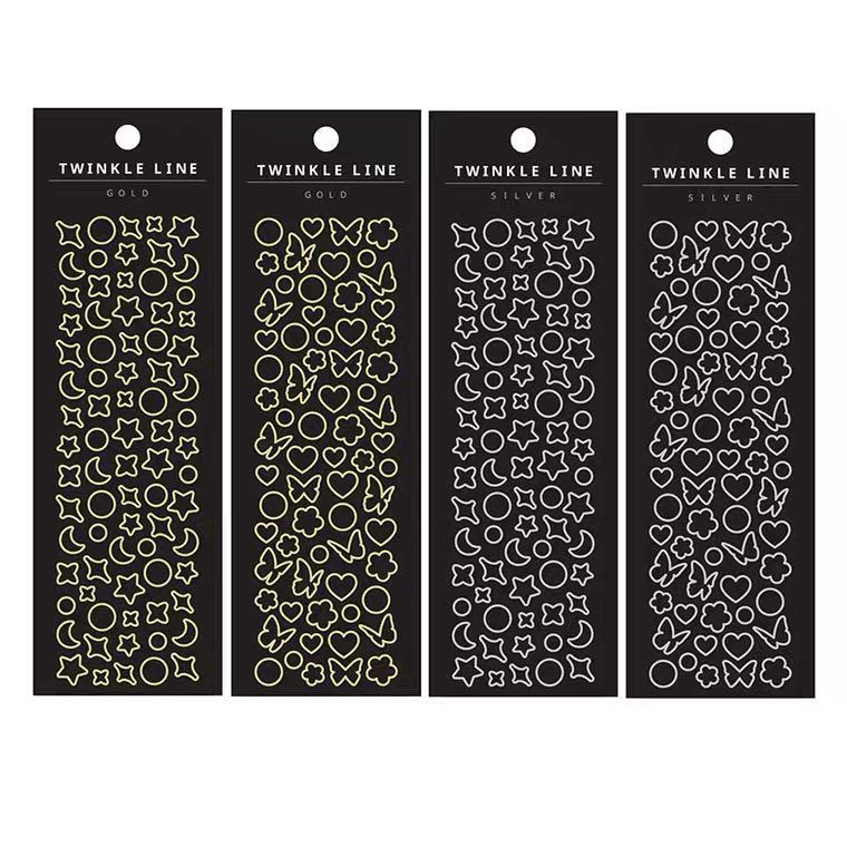 Corea del Sur wannahit oro y plata borde mariposa amor pegatinas decorativas mano cuenta estrella persiguiendo pequeña tarjeta foto mano cuenta pegatinas W45