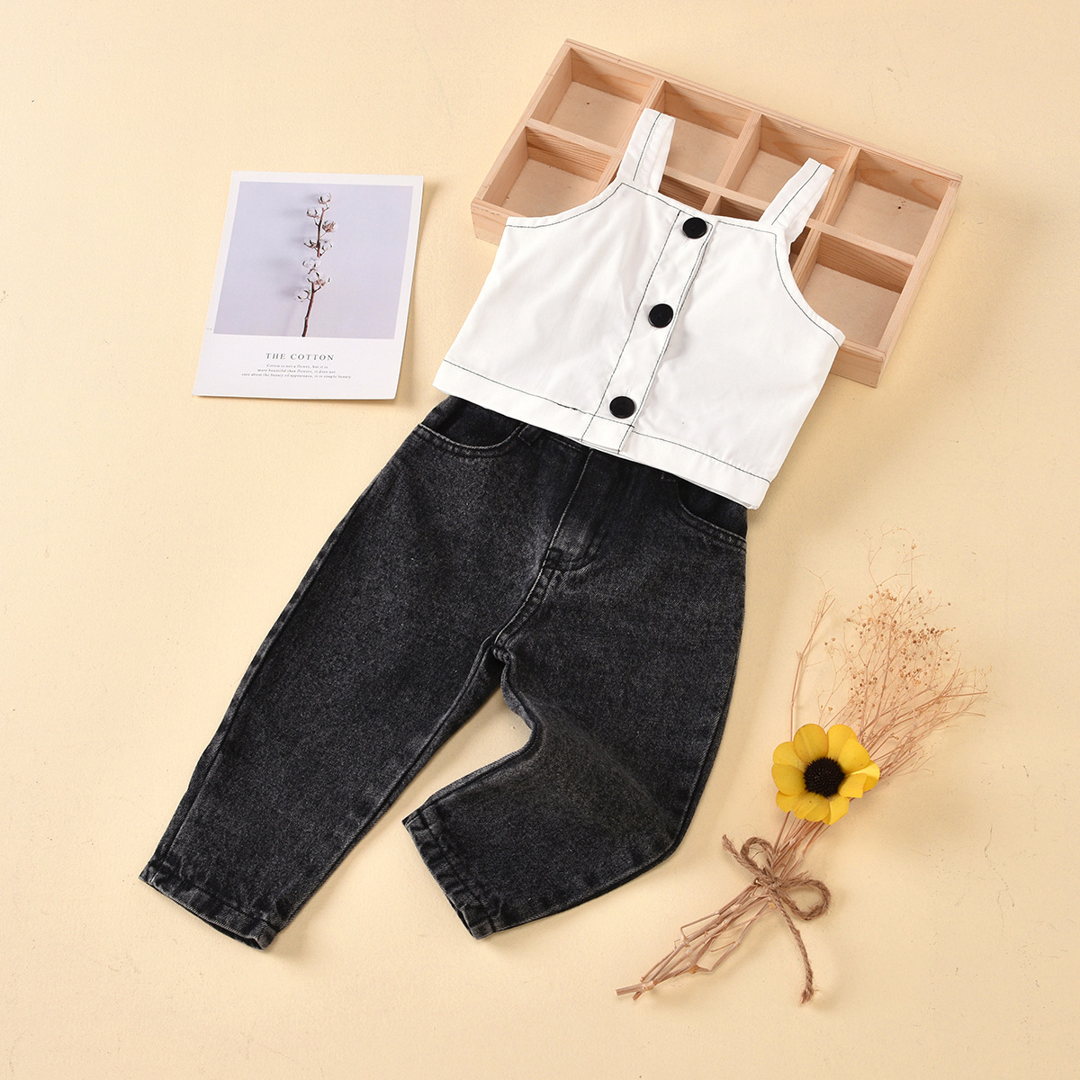 New Sling Reverse Color Line Shirt Button Open Bag Jeans Children's Suit Wholesale Nihaojewelry display picture 2