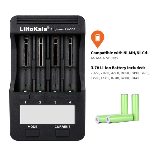 LiitoKala Lii-500 18650 Lithium Battery Charger with LCD Display