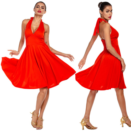 Open back big bottom Latin dance dress latin skirts women's adult latin dance dress